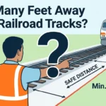 Infographic is showing how many feet away from railroad tracks