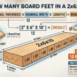 Infographic is showing that How Many Board Feet in a 2x6x10? Calculation Guide