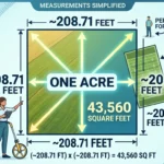 Infography is showing that How Many Feet Is One Acre Square?Measurements