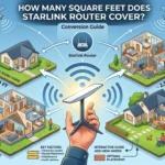 Infographic is showing that How Many Square Feet Does Starlink Router Cover?