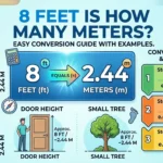 Infographic is showing that 8 Feet Is How Many Meters? Easy Conversion Guide With Examples