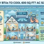 Infographic is showing that How Many BTUs to Cool 600 Square Feet? AC Sizing Guide