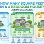 Infographic is showing that How Many Square Feet in a 4 Bedroom House? Average Size Guide