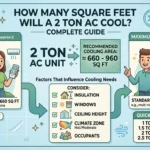 Infographic is showing that How Many Square Feet Will a 2 Ton AC Cool? Complete Guide